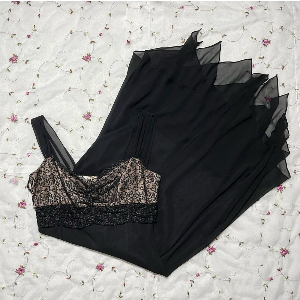 Vintage Black Lace Asymmetrical Dress